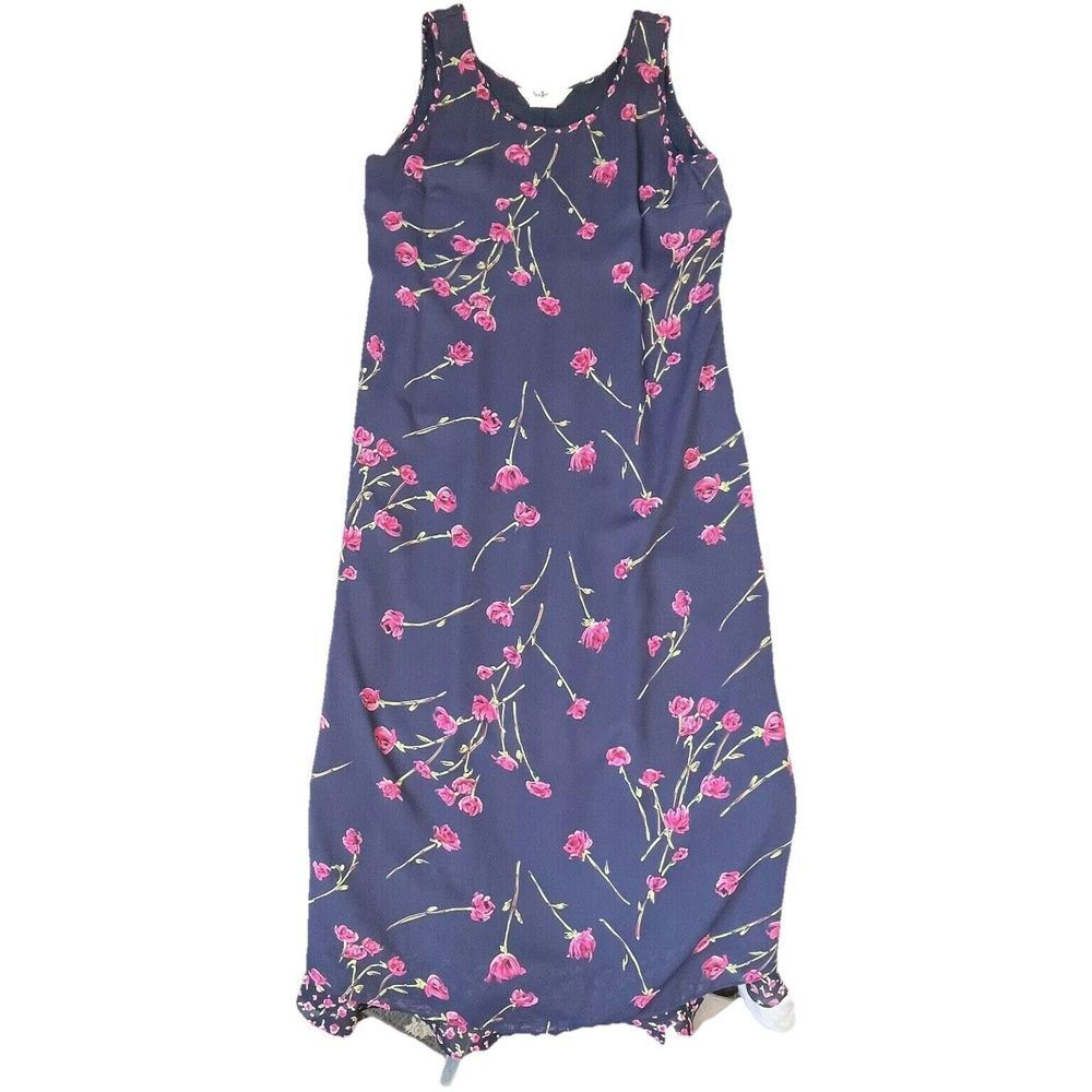 Vintage Nina Piccalino Dress Womens Size 10 Blue Floral Cottagecore Gypsy Boho